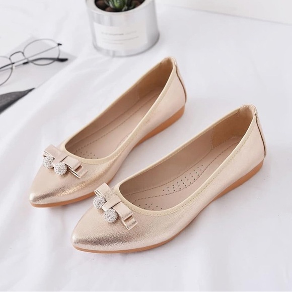 New! GUANSITU Foldable Flat Ballet Flats BLING with Bow! - Picture 2 of 7